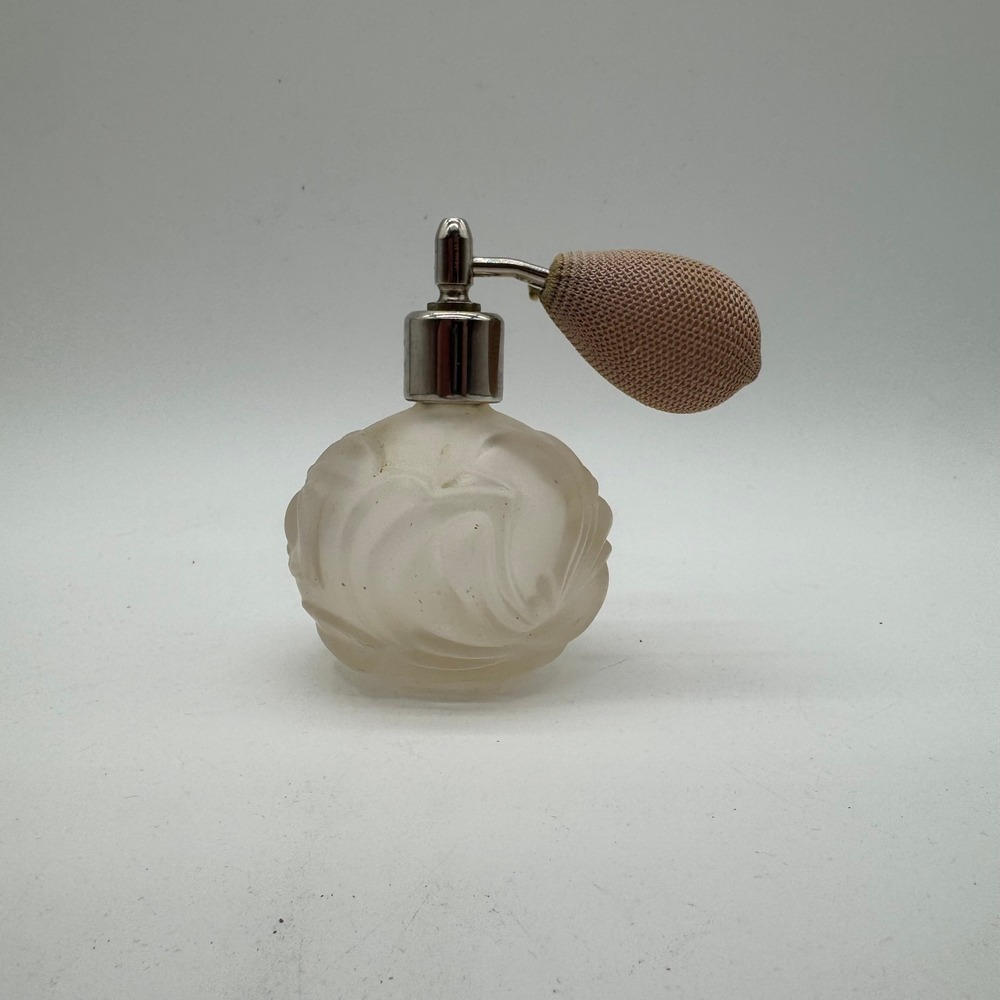 Vintage Cacharel Frosted Glass Perfume Bottle with Atomizer Made in France